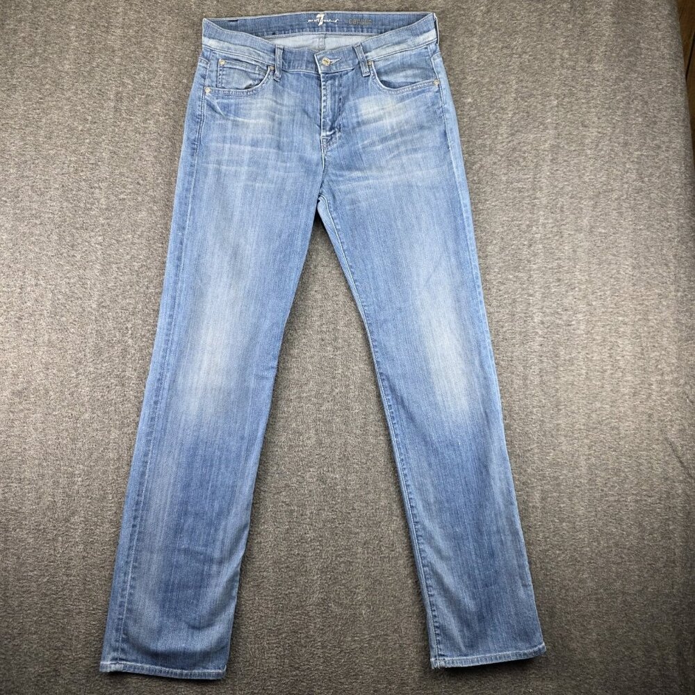 7 For All Mankind Carsen Jeans Mens 31x33 Blue Straight Light Wash Denim